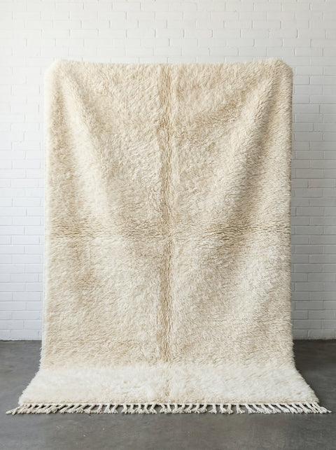 Plain White Handmade Moroccan Rug - Custom Living Room Area Beni Rugs