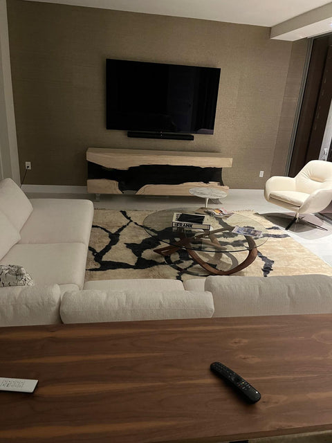 Gorgeous Moroccan contemporary design rug, white and black handmade berber rug, custom living room rug