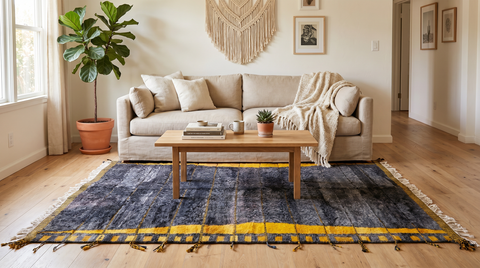 Dark Grey Modern Handmade Moroccan Rug - Custom Living Room Area Beni Rugs