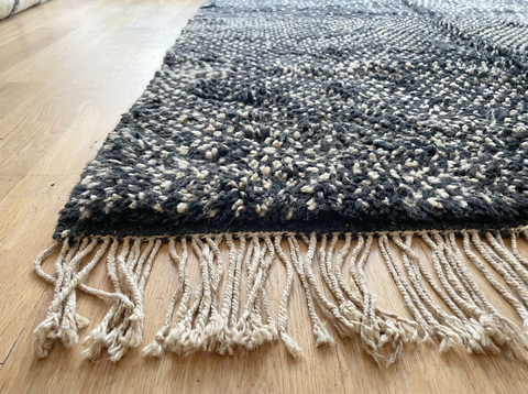 Black Modern Handmade Moroccan Rug - Custom Living Room Area Beni Rugs (