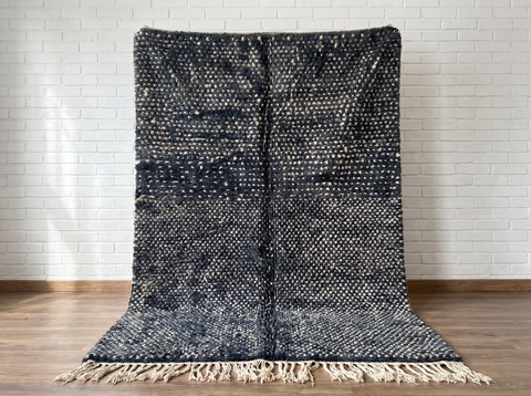 Black Modern Handmade Moroccan Rug - Custom Living Room Area Beni Rugs (