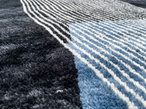 Deep Charcoal Modern Handmade Moroccan Rug - Custom Living Room Area Beni Rugs