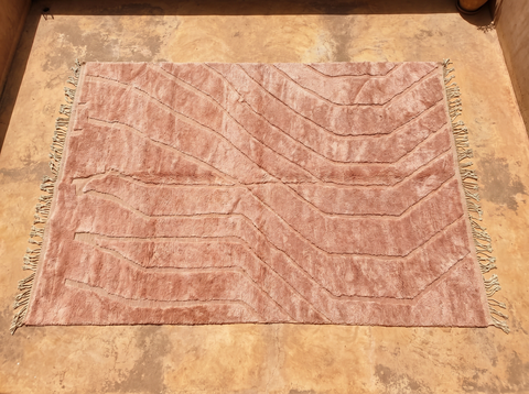 Dusty Rose Pink Handmade Moroccan Rug - Custom Living Room Area Beni Rugs