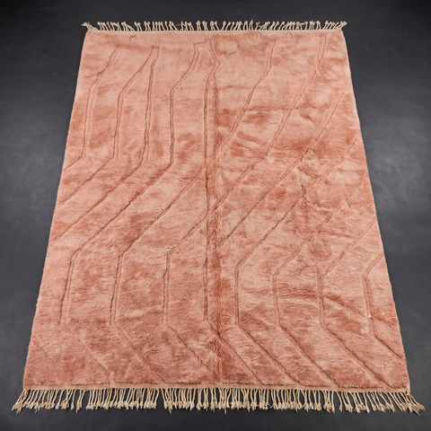 Dusty Rose Pink Wool Handmade Moroccan Rug - Custom Living Room Area Beni Rugs