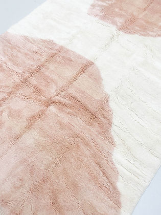 White and Peach Modern contemporary design Beni Ourain Berber area Moroccan Mrirt 8x10 rugs | wool handmade Moroccan 9x12 rugs