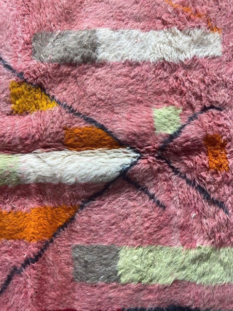 Pink Rainbow Moroccan rugs , large area Beni Ourain rugs , 8x10 Moroccan rugs