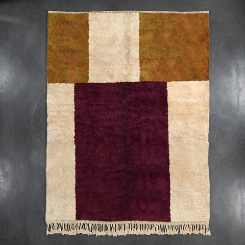 Beige Earthy colors Handmade Moroccan Rug - Custom Living Room Area Beni Rugs