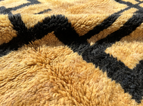 Golden Yellow Modern Handmade Moroccan Rug - Custom Living Room Area Beni Rugs