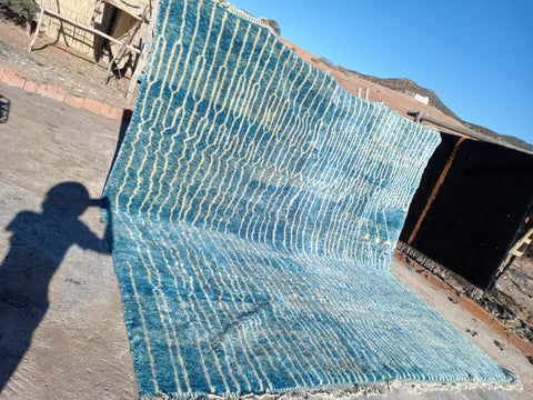 Extra large Moroccan Mrirt rug in Turquoise Design