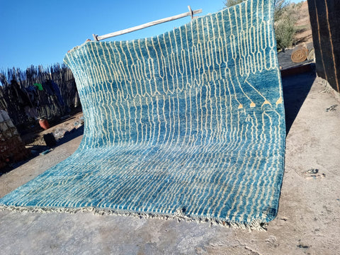Extra large Moroccan Mrirt rug in Turquoise Design