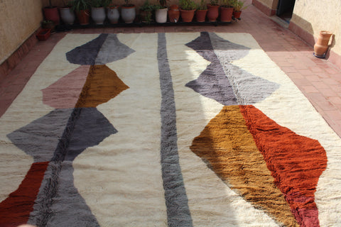 Warm Natural Colors Handmade Moroccan Rug - Custom Living Room Area Beni Rugs