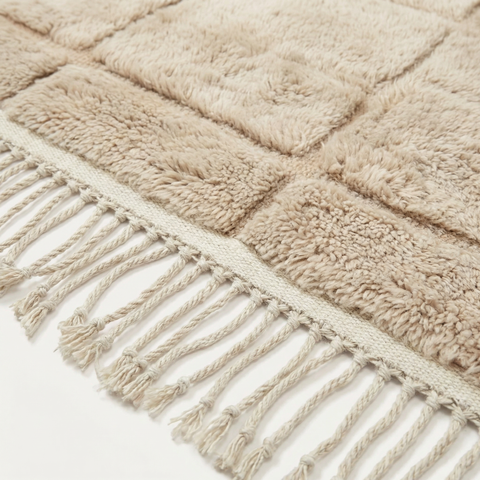 Light Brown Handmade Moroccan Rug - Custom Living Room Area Beni Ourain Rugs