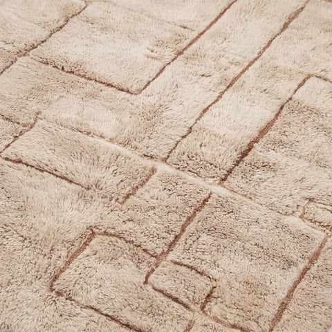Light Brown Handmade Moroccan Rug - Custom Living Room Area Beni Ourain Rugs