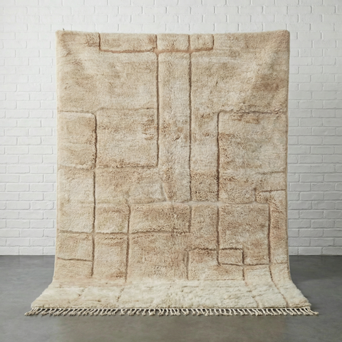Light Brown Handmade Moroccan Rug - Custom Living Room Area Beni Ourain Rugs