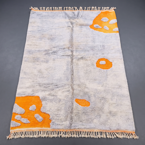Light Blue Wool Handmade Moroccan Rug - Custom Living Room Area Beni Rugs
