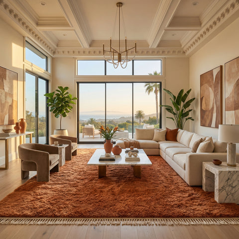 Terracotta Marrakech Handmade Moroccan Rug - Custom Living Room Area Beni Rugs