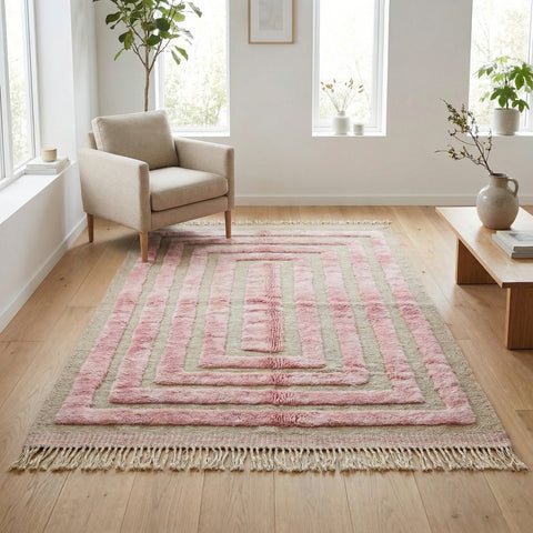 Pink Handmade Moroccan Rug - Custom Living Room Area Beni Rugs