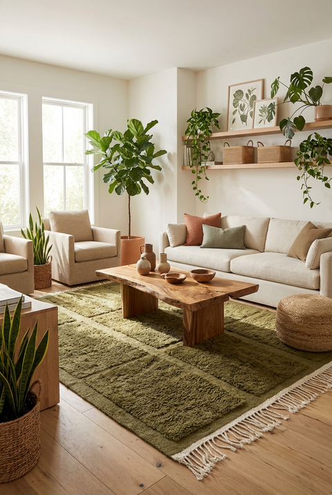 Olive Green Moroccan Rug - Handmade Custom Wool Tufted Area Beni Ourain Rugs