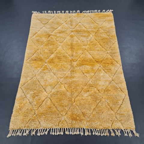 Mustard Yellow Handmade Moroccan Rug - Custom Living Room Area Beni Rugs