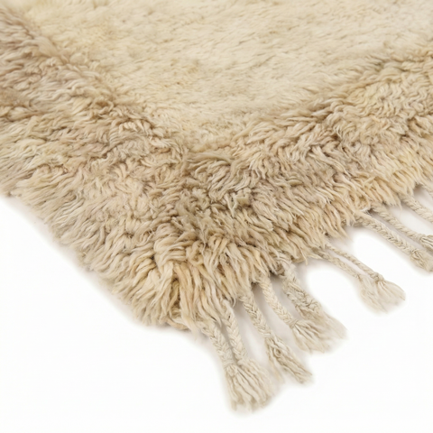 Handwoven Natural Wool Beni Ourain Rug – Cream Taupe Shag Area Carpet