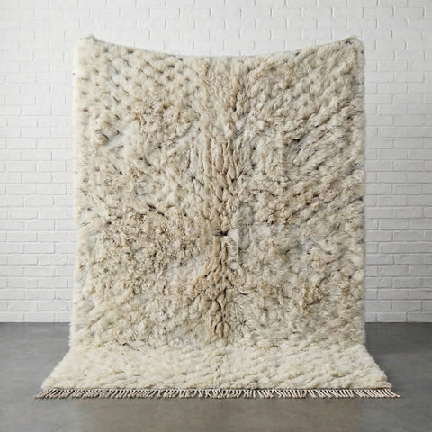 Natural Cream Handmade Moroccan Rug - Custom Living Room Shaggy Area Beni Ourain Rugs