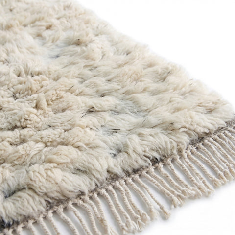 Natural Cream Handmade Moroccan Rug - Custom Living Room Shaggy Area Beni Ourain Rugs