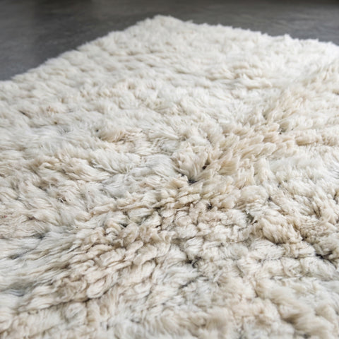 Natural Cream Handmade Moroccan Rug - Custom Living Room Shaggy Area Beni Ourain Rugs