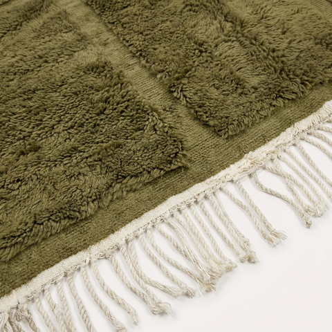 Olive Green Moroccan Rug - Handmade Custom Wool Tufted Area Beni Ourain Rugs