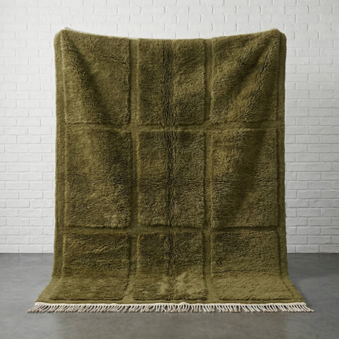 Olive Green Moroccan Rug - Handmade Custom Wool Tufted Area Beni Ourain Rugs