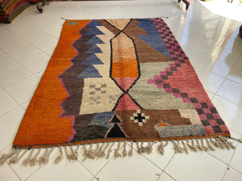 Moroccan rug – Vintage wool Berber rug – Colorful Berber rug - wool Berber rug – Boujaad area rug - Living room rug - 9.8 x 6.8 ft rug - handmade rugs