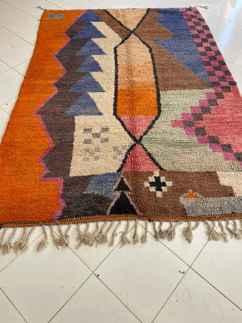 Moroccan rug – Vintage wool Berber rug – Colorful Berber rug - wool Berber rug – Boujaad area rug - Living room rug - 9.8 x 6.8 ft rug - handmade rugs