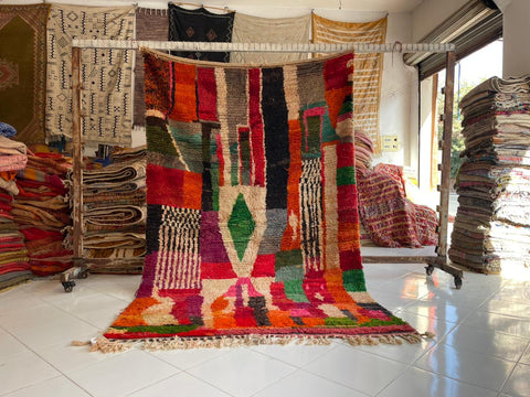 Moroccan rug – Vintage wool Berber carpet – colorful rug - Beni Ourain rug – Boujaad area rug - Living room rug - 8x10 rug - handmade rugs