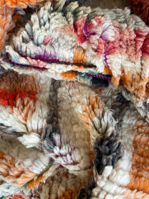 Moroccan colorful Boujaad rug – Vintage wool Berber rug – Boujaad Berber rug - pink wool Berber rug – Beni Ourain area rug - Living room rug - 10.5 x 6.2 ft rug - handmade rugs