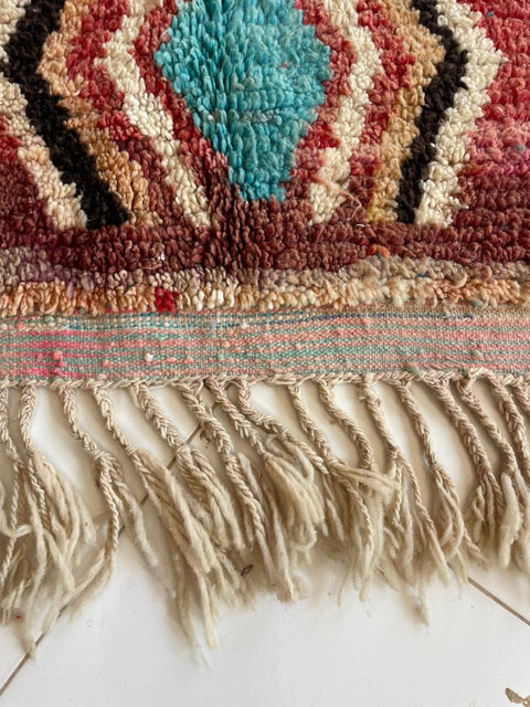 Moroccan colorful Boujaad rug – Vintage wool Berber rug – Boujaad Berber rug - pink wool Berber rug – Beni Ourain area rug - Living room rug - 10.5 x 6.2 ft rug - handmade rugs