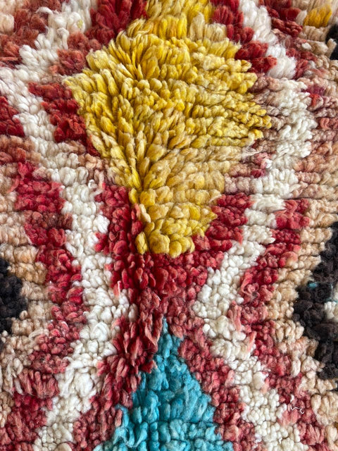Moroccan colorful Boujaad rug – Vintage wool Berber rug – Boujaad Berber rug - pink wool Berber rug – Beni Ourain area rug - Living room rug - 10.5 x 6.2 ft rug - handmade rugs