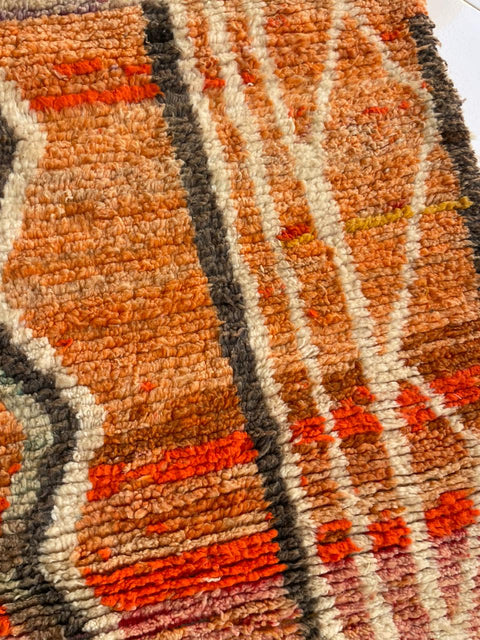Moroccan colorful Boujaad rug – Vintage wool Berber rug – Boujaad Berber rug - pink wool Berber rug – Beni Ourain area rug - Living room rug - 10.5 x 6.2 ft rug - handmade rugs