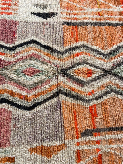 Moroccan colorful Boujaad rug – Vintage wool Berber rug – Boujaad Berber rug - pink wool Berber rug – Beni Ourain area rug - Living room rug - 10.5 x 6.2 ft rug - handmade rugs