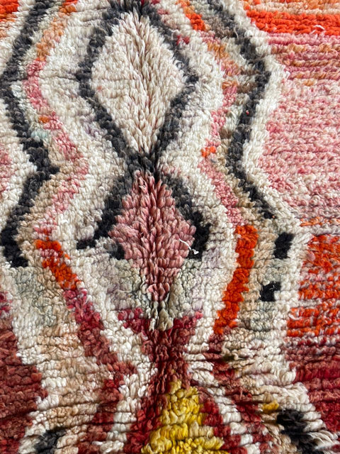 Moroccan colorful Boujaad rug – Vintage wool Berber rug – Boujaad Berber rug - pink wool Berber rug – Beni Ourain area rug - Living room rug - 10.5 x 6.2 ft rug - handmade rugs
