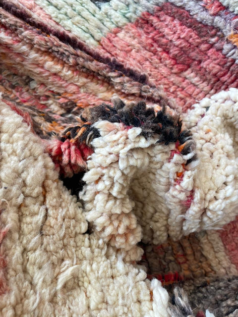 Moroccan Faded Boujaad rug – Vintage wool Berber rug – Boujaad Berber rug - pink wool Berber rug – Beni Ourain area rug - Living room rug - 9.8 x 6.7 ft rug - handmade rugs