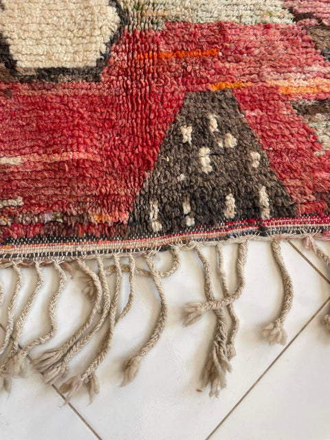 Moroccan Faded Boujaad rug – Vintage wool Berber rug – Boujaad Berber rug - pink wool Berber rug – Beni Ourain area rug - Living room rug - 9.8 x 6.7 ft rug - handmade rugs