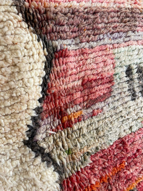 Moroccan Faded Boujaad rug – Vintage wool Berber rug – Boujaad Berber rug - pink wool Berber rug – Beni Ourain area rug - Living room rug - 9.8 x 6.7 ft rug - handmade rugs