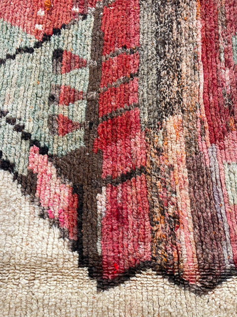 Moroccan Faded Boujaad rug – Vintage wool Berber rug – Boujaad Berber rug - pink wool Berber rug – Beni Ourain area rug - Living room rug - 9.8 x 6.7 ft rug - handmade rugs
