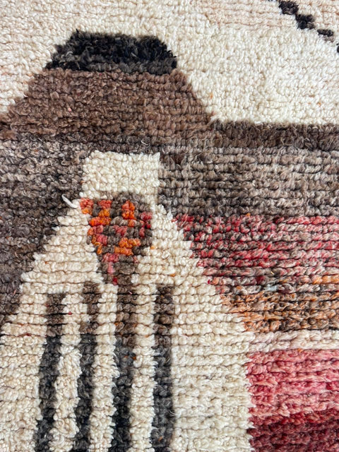 Moroccan Faded Boujaad rug – Vintage wool Berber rug – Boujaad Berber rug - pink wool Berber rug – Beni Ourain area rug - Living room rug - 9.8 x 6.7 ft rug - handmade rugs