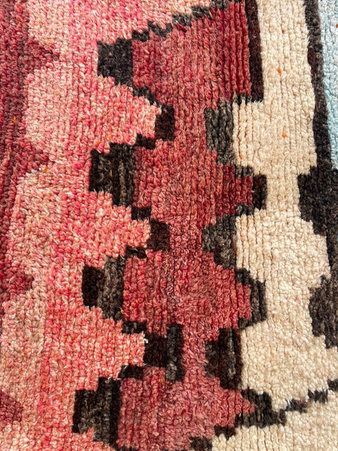 Moroccan Faded Boujaad rug – Vintage wool Berber rug – Boujaad Berber rug - pink wool Berber rug – Beni Ourain area rug - Living room rug - 9.8 x 6.7 ft rug - handmade rugs