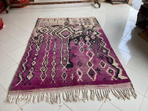 Moroccan Boujaad rug – Vintage wool Berber rug – Boujaad Berber rug - wool Berber rug – Beni Ourain area rug - Living room rug - 9.1 x 6.3 ft rug - handmade rugs