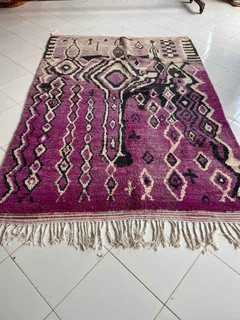 Moroccan Boujaad rug – Vintage wool Berber rug – Boujaad Berber rug - wool Berber rug – Beni Ourain area rug - Living room rug - 9.1 x 6.3 ft rug - handmade rugs