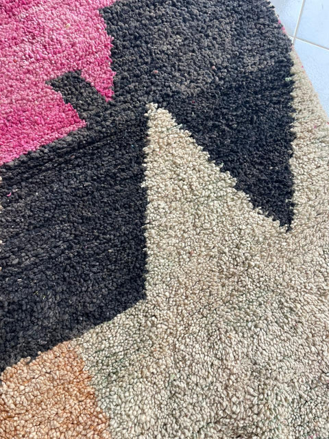 Moroccan Pink Boujaad rug – Vintage wool Berber rug – Boujaad Berber rug - pink wool Berber rug – Beni Ourain area rug - Living room rug - 9.5 x 6.3 ft rug - handmade rugs