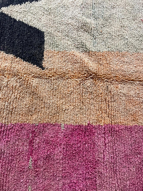 Moroccan Pink Boujaad rug – Vintage wool Berber rug – Boujaad Berber rug - pink wool Berber rug – Beni Ourain area rug - Living room rug - 9.5 x 6.3 ft rug - handmade rugs