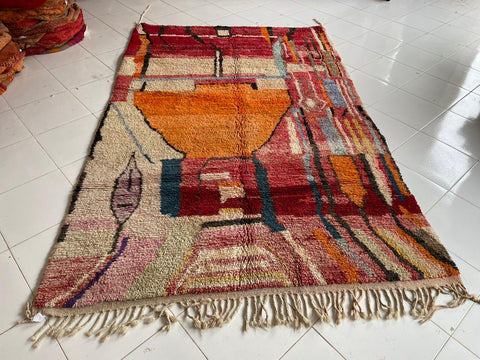 Moroccan Boujaad rug – Vintage wool Berber rug – Boujaad Berber rug - wool Berber rug – Beni Ourain area rug - Living room rug - 9.8 x 6.3 ft rug - handmade rugs