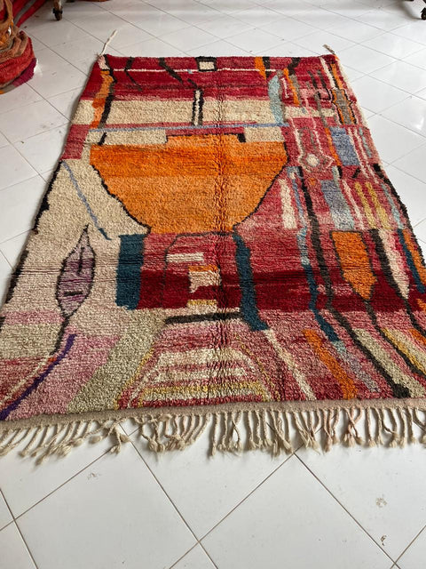 Moroccan Boujaad rug – Vintage wool Berber rug – Boujaad Berber rug - wool Berber rug – Beni Ourain area rug - Living room rug - 9.8 x 6.3 ft rug - handmade rugs